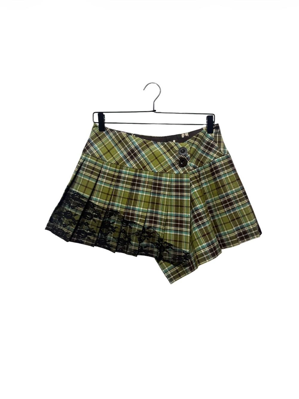 Necessary objects Lace-Trim Pleated Mini Skirt
